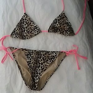 Victoria's Secret Leopard and Bright Coral Bikini